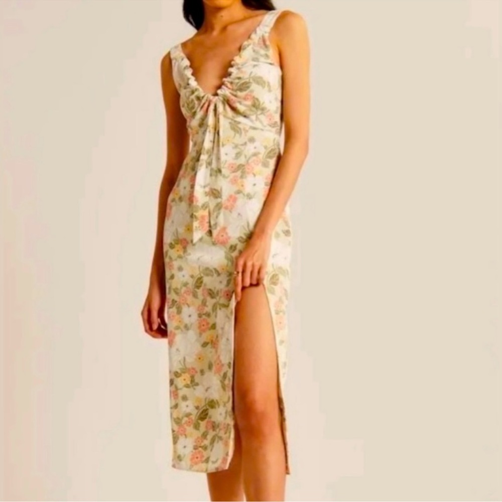 Abercrombie & Fitch Cinched Neck Slip Midi Dress Size Small Tall